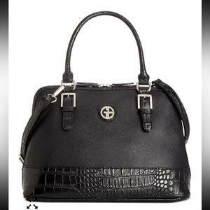 Giani Bernini's croc-embossed vegan leather satchel w/roomy triple compartment.